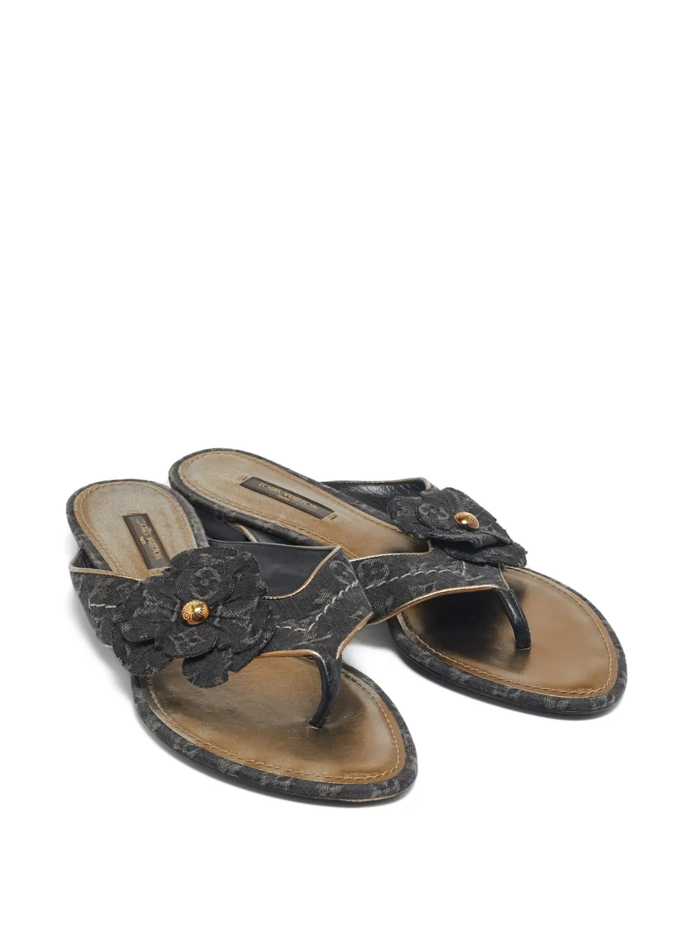 Louis Vuitton Pre-Owned Sandalen met bloemenapplicatie - Zwart