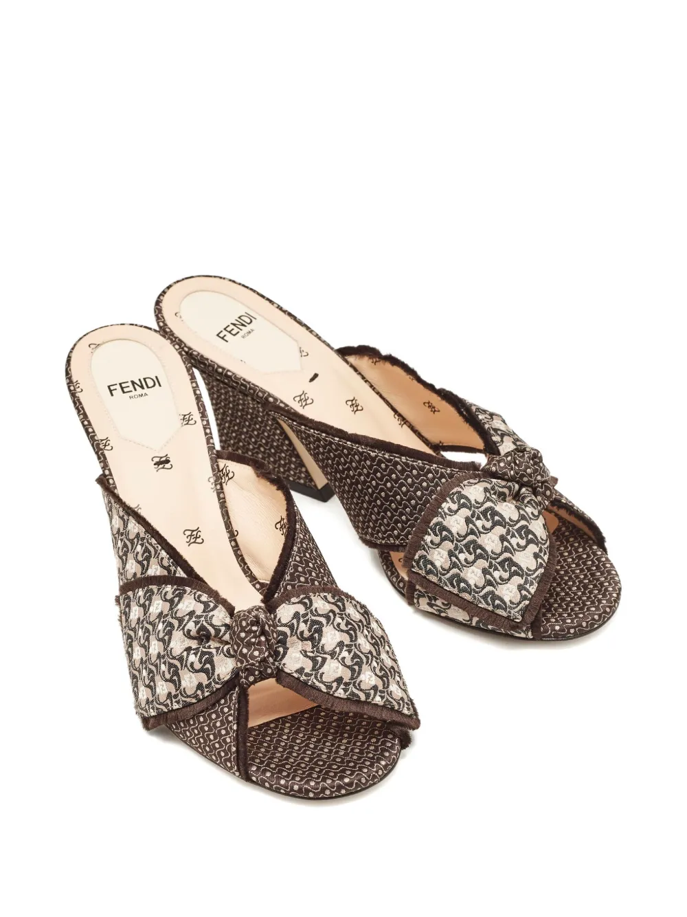 Fendi Pre-Owned 85 mm sandalen met strikdetail en hak - Bruin