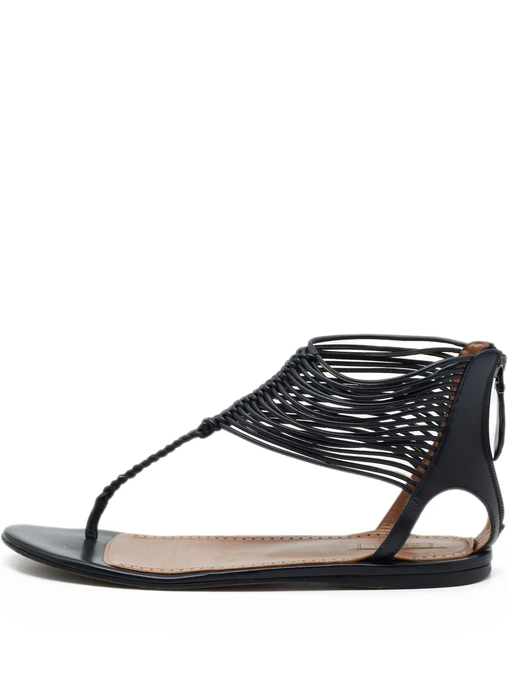 Alaïa Pre-Owned leather flat sandals | Black | Image 1