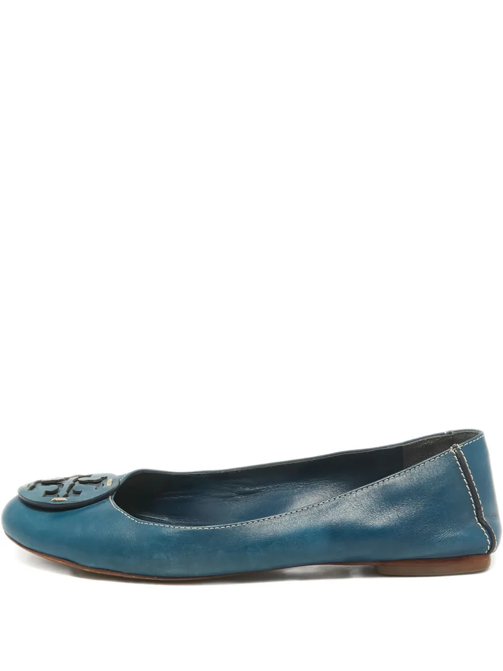 Tory Burch Minnie レザーフラットシューズ - ブルー Tory Burch Minnie レザーフラットシューズ - ブルー