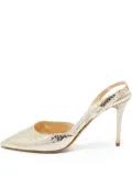 Jimmy Choo Pre-Owned 100mm metallic snakeskin-effect slingback heels - Gold