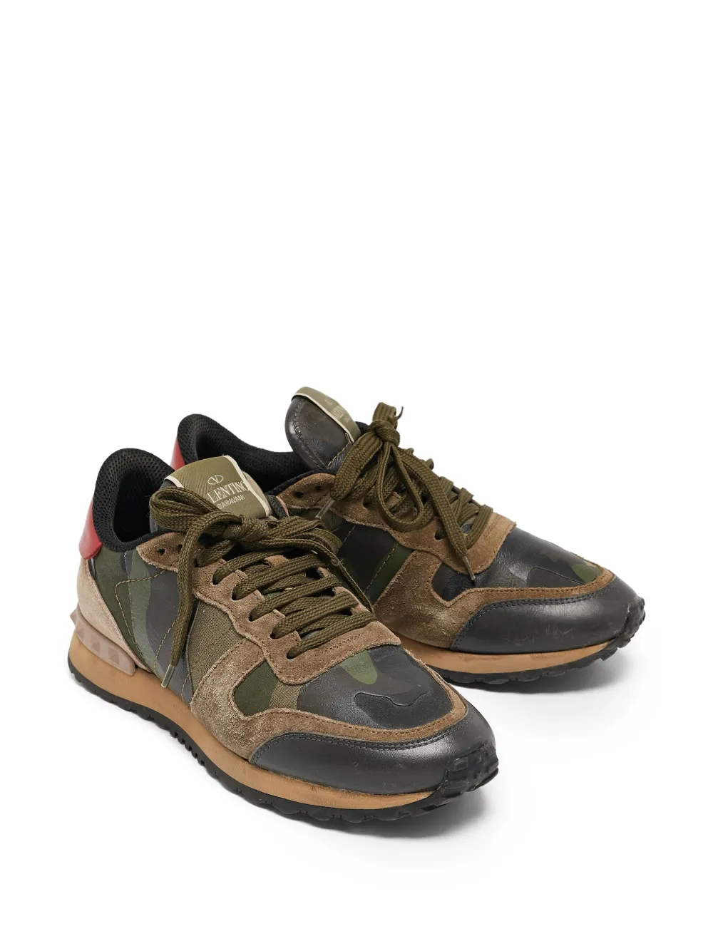 Valentino Garavani Pre-Owned Rockrunner sneakers met vlakken - Bruin