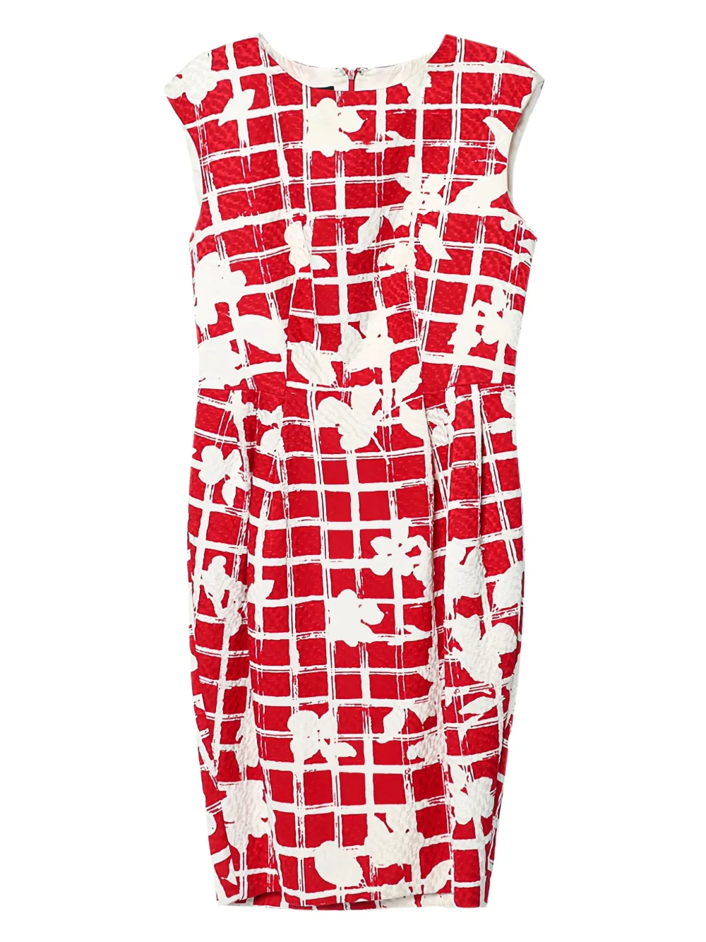 Carolina Herrera Vintage floral grid-print mini dress | Red | Image 1