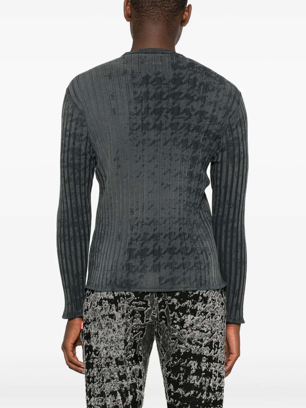 Diesel Geribbeld T-shirt met knopen Grijs