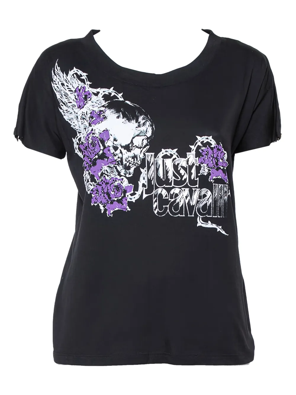 Just Cavalli Vintage Skull Roses T-shirt - ブラック Just Cavalli Vintage Skull Roses T-shirt - ブラック