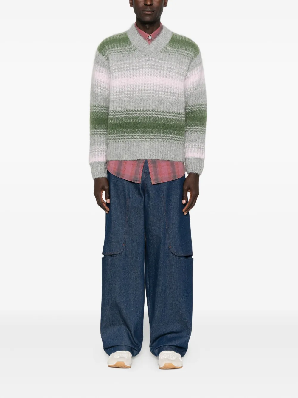 Kenzo striped v-neck sweater - Grijs
