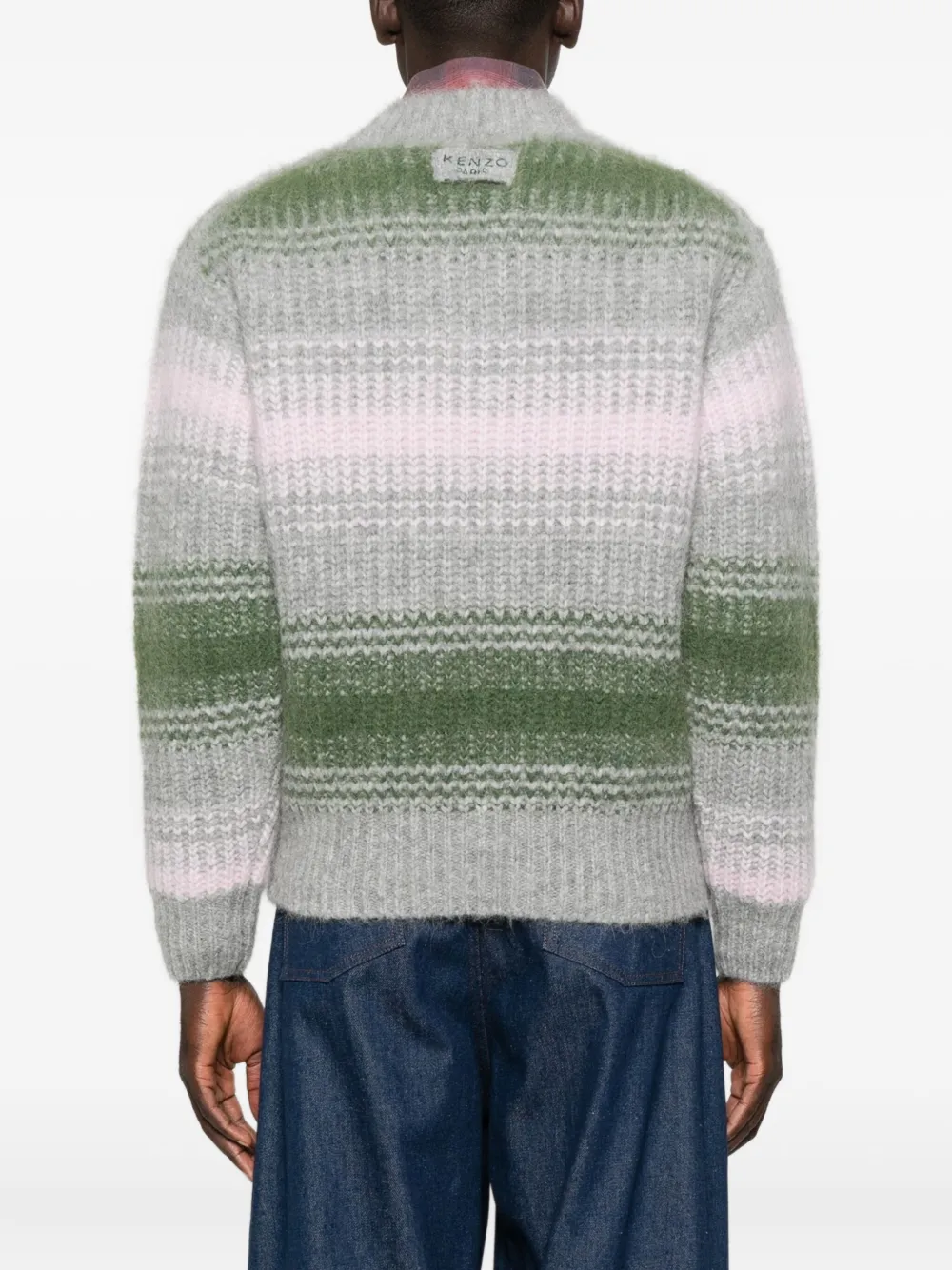 Kenzo Striped V-neck Sweater Long Sleeves In Multi