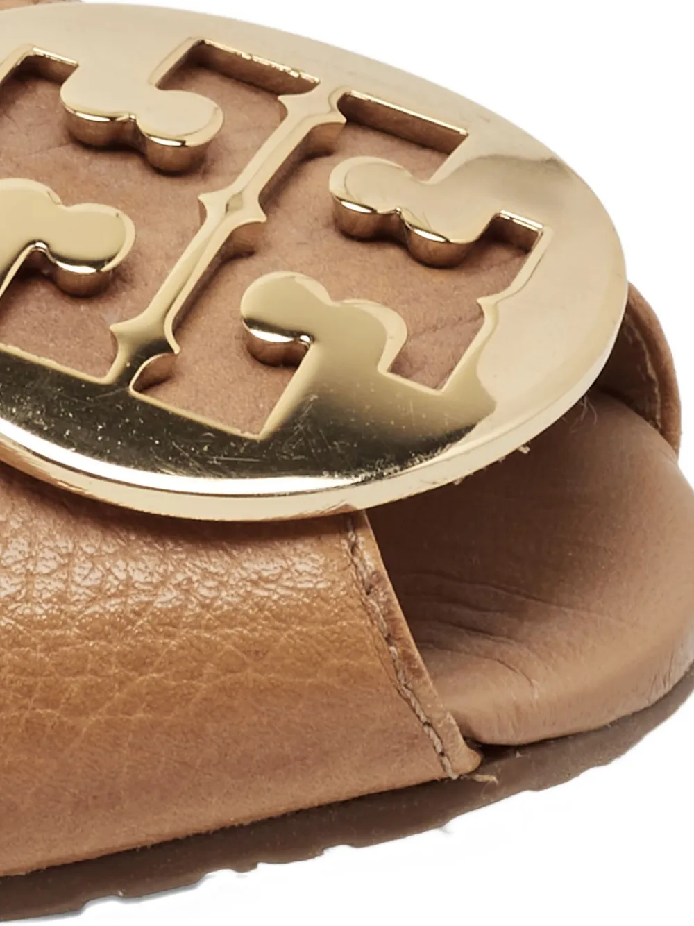Pre-owned Tory Burch Leather Wedge Peep-toe Shoes