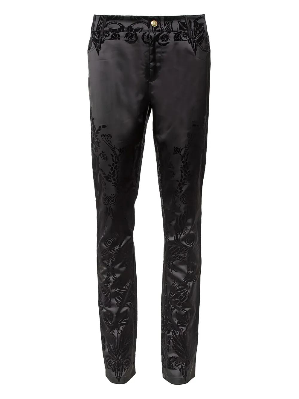 Just Cavalli Vintage pre-owned embroidered satin trousers | Black | Image 1