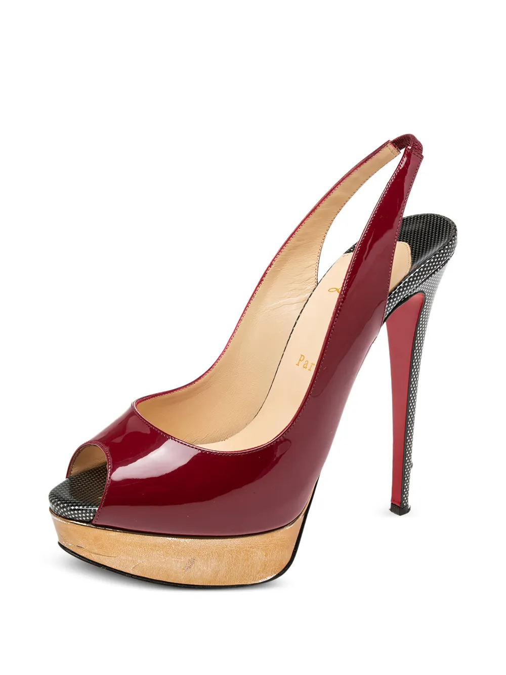 Christian Louboutin Pre-Owned Lakleren slingback pumps - Rood