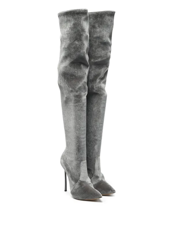 Casadei Graue Stiefel Overknee Boots Overknees Stiefel Grau