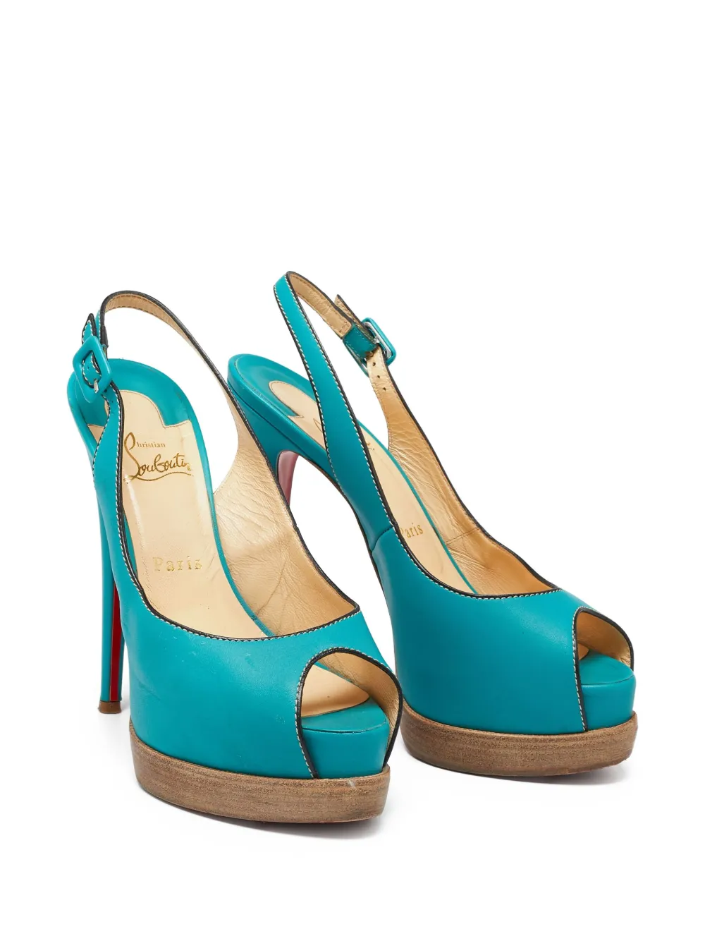 Christian Louboutin Pre-Owned 160 mm leren sandalen - Blauw