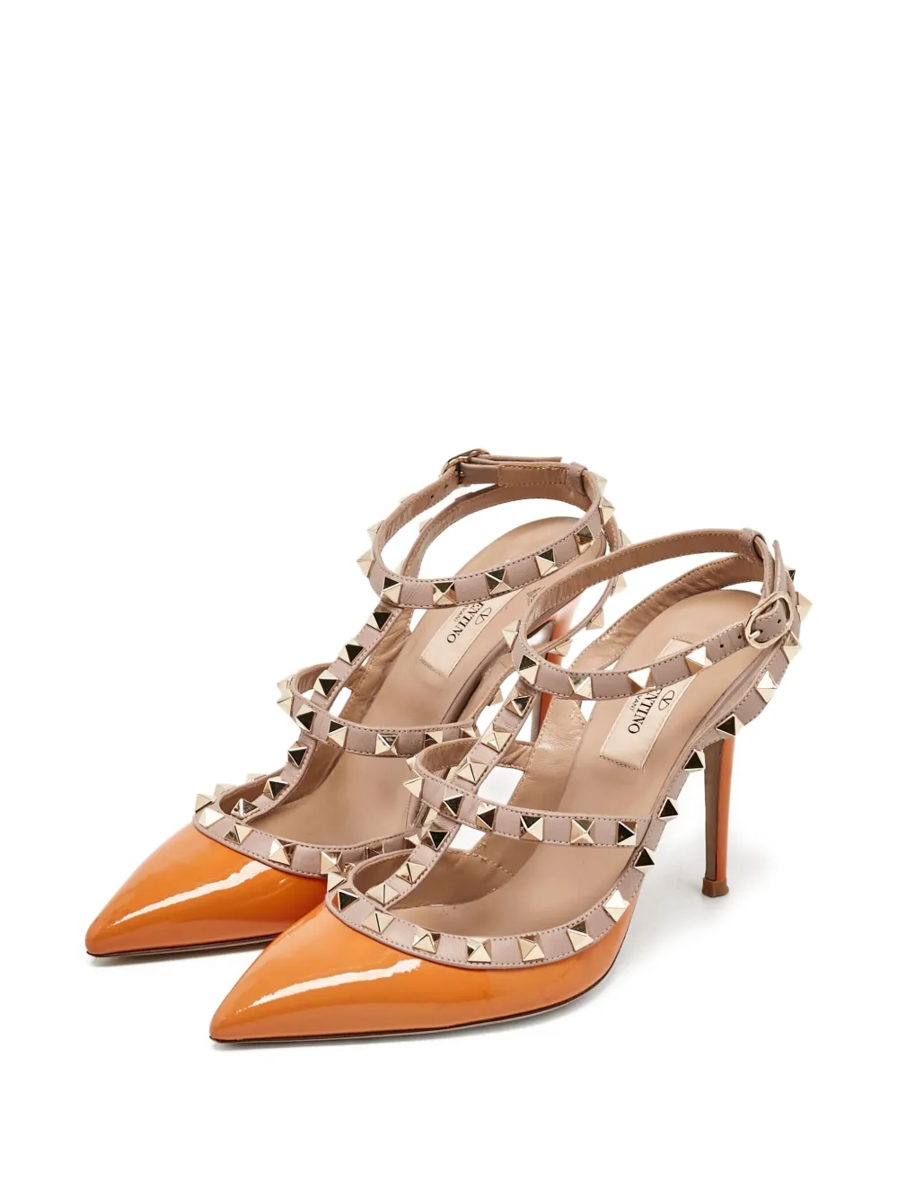 Valentino Garavani Pre-Owned 100 mm Rockstud pumps met puntige neus - Beige