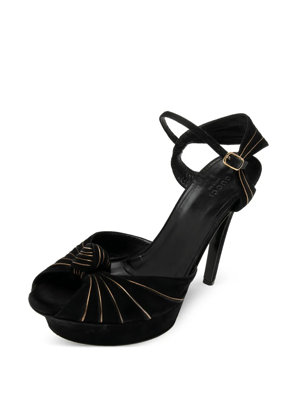 Gucci Pre-Owned 120 mm suède sandalen - Zwart