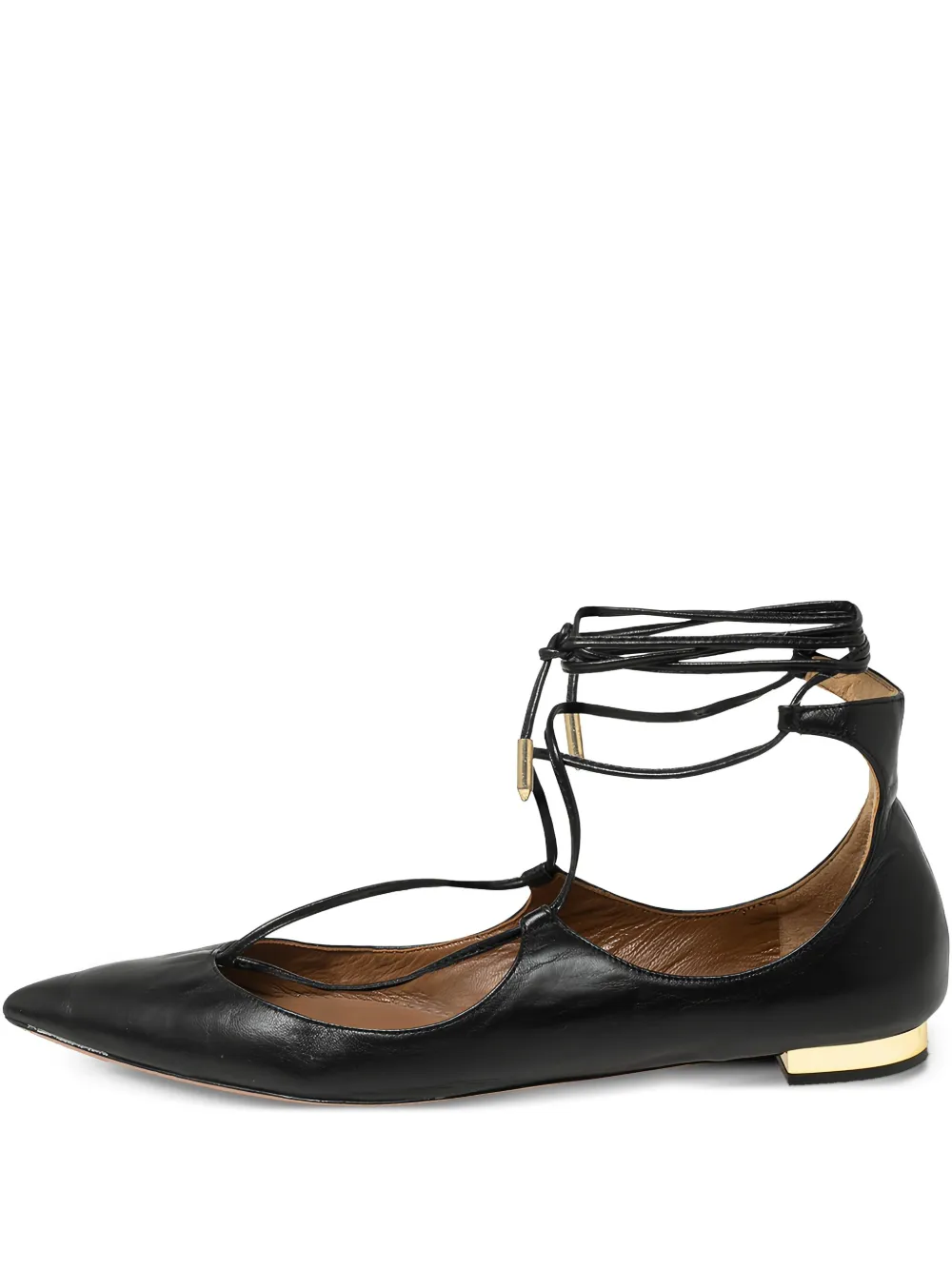 Aquazzura pre-owned laced flat pumps | Black | Image 1