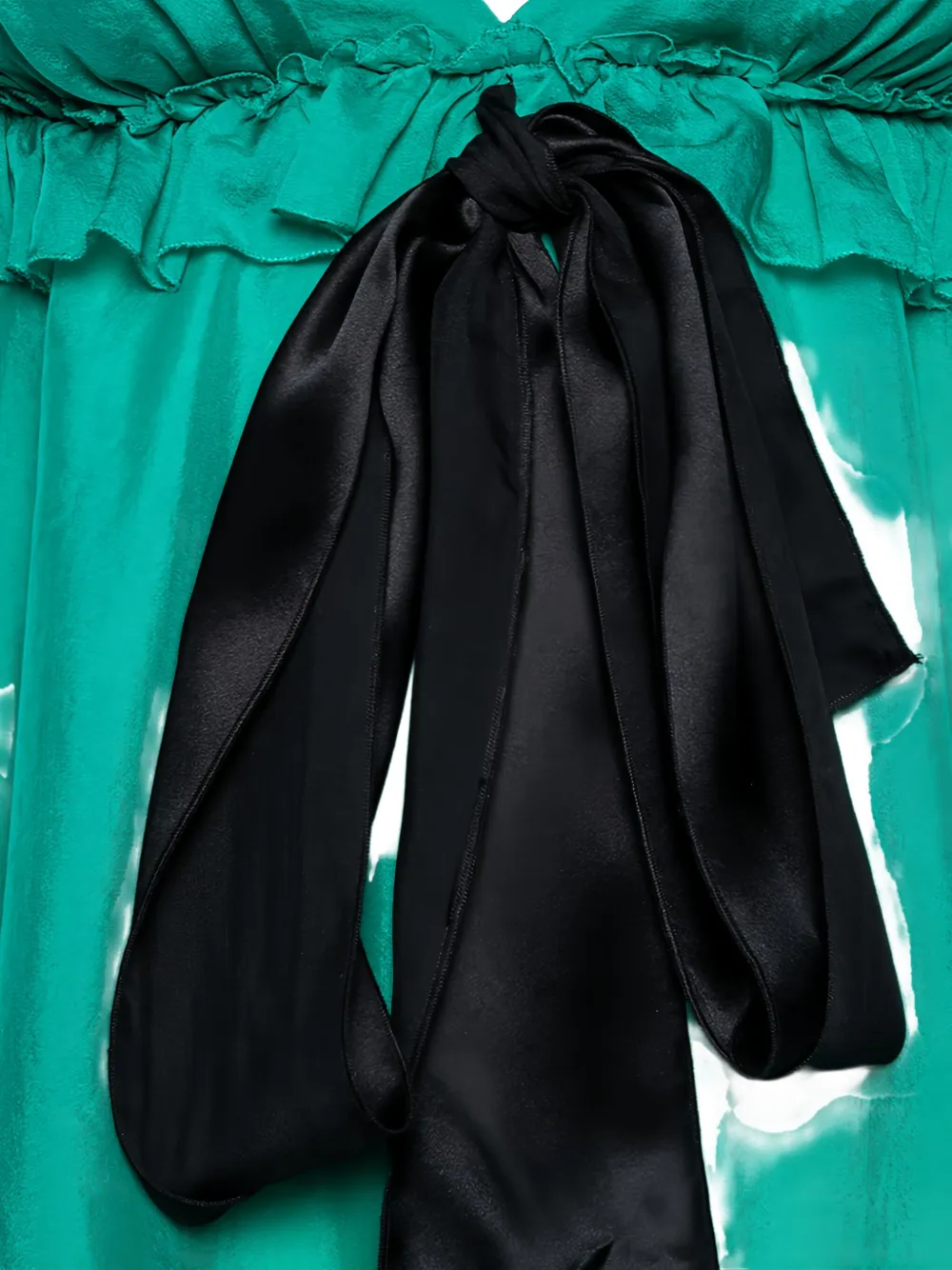 DOLCE & GABBANA Pre-owned 2024 Ruffled Bow Silk Top In Green