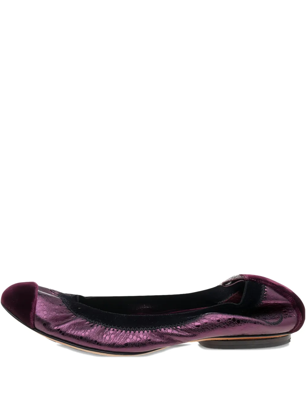 CHANEL Pre-Owned velvet-finish ballet flats | Purple | Image 1