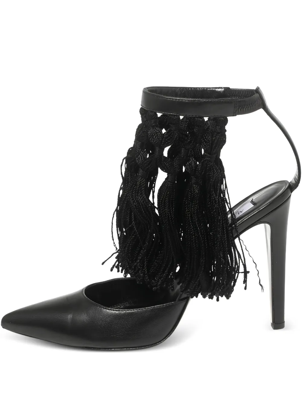 Aquazzura pre-owned 105mm leather fringed pumps | Black | Image 1