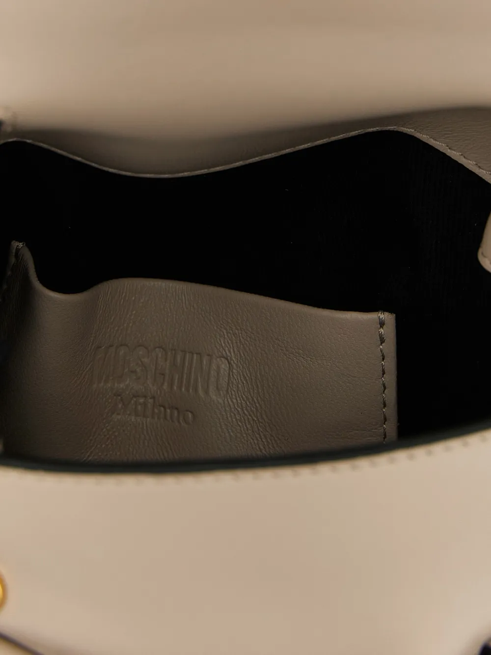 Moschino small Tie Me flap-buckle leather bag Grijs
