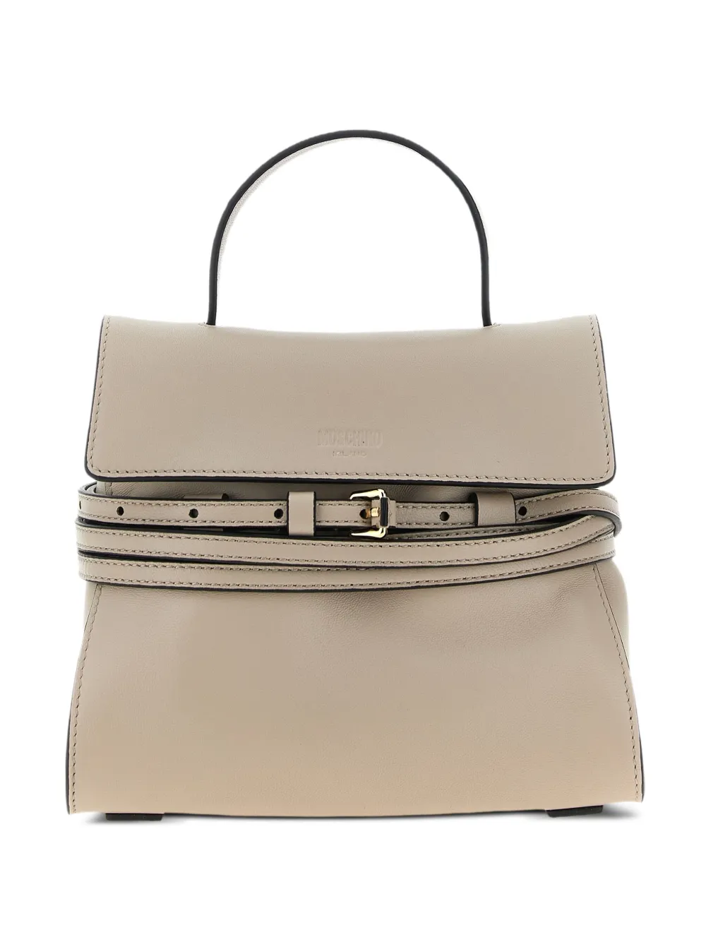 Moschino small Tie Me flap-buckle leather bag Grijs