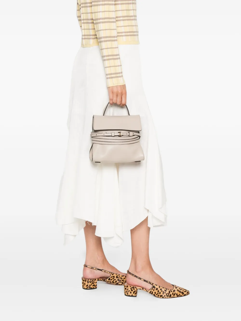 Moschino Kleine Tie Me leren tas met omslag Grijs