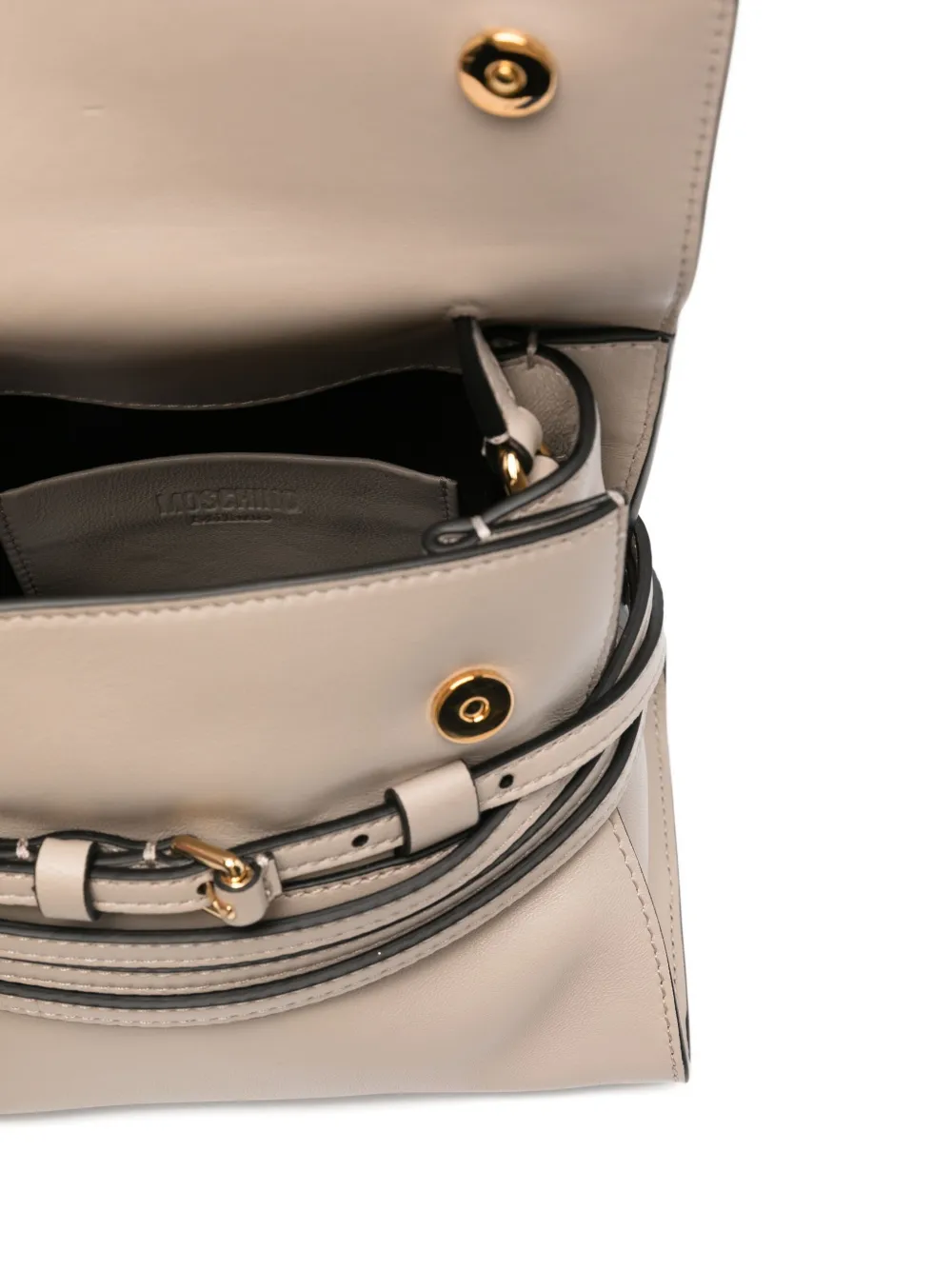 Moschino Kleine Tie Me leren tas met omslag Grijs