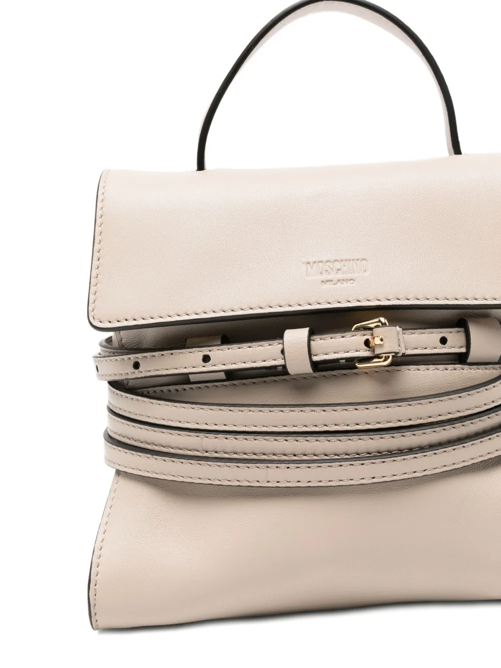 Moschino Kleine Tie Me leren tas met omslag Grijs