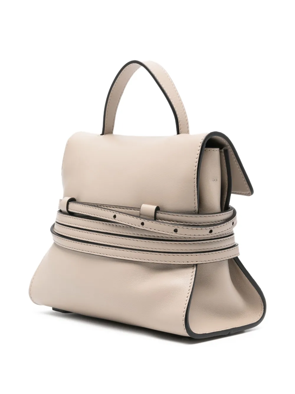 Moschino Kleine Tie Me leren tas met omslag Grijs