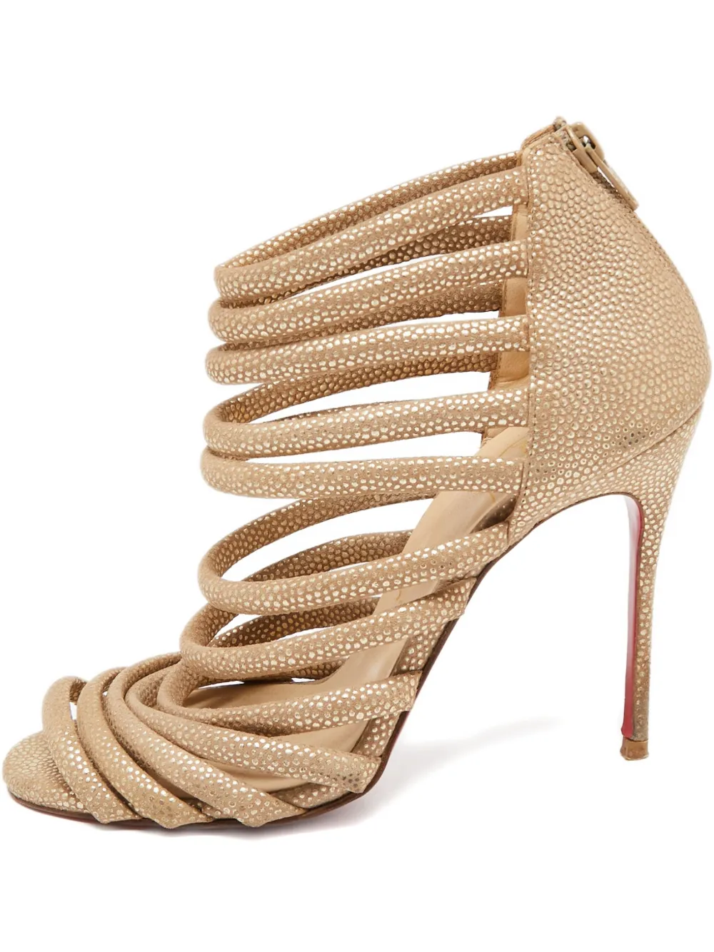 Christian Louboutin Pre-Owned テクスチャード ストラップサンダル 105mm - ニュートラル Christian Louboutin Pre-Owned テクスチャード ストラップサンダル 105mm - ニュートラル