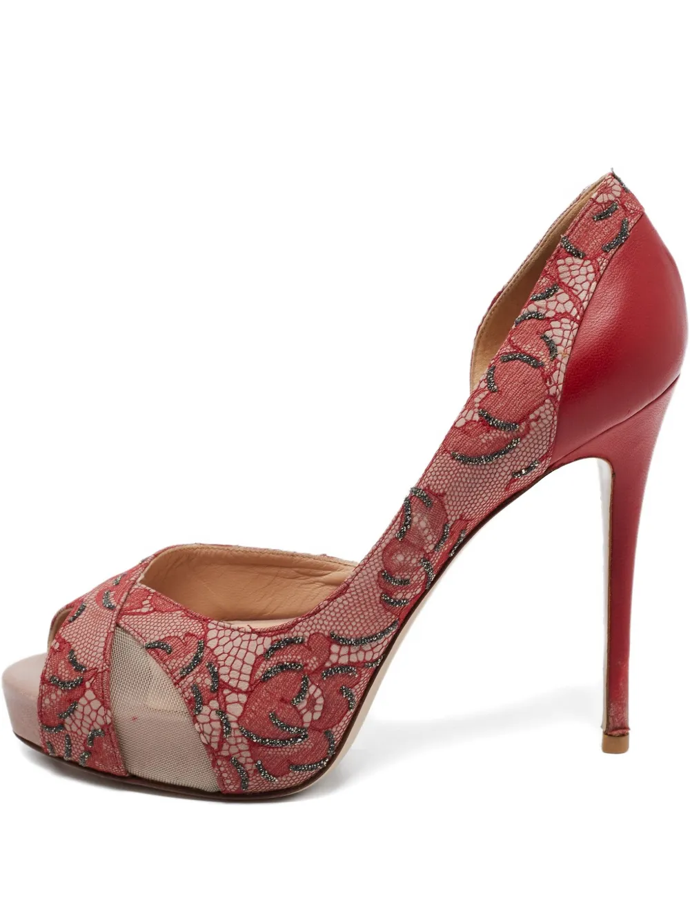 Pre-owned Valentino Garavani 115mm Lace Pumps