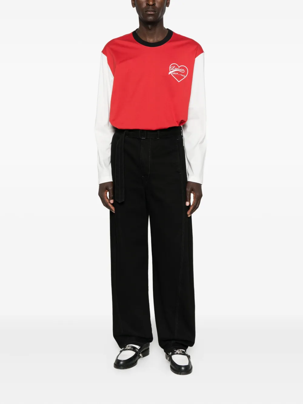 Lanvin heart-logo long-sleeve T-shirt - Rood