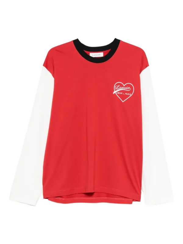 Lanvin Heart-logo Long-sleeve T-shirt in Red