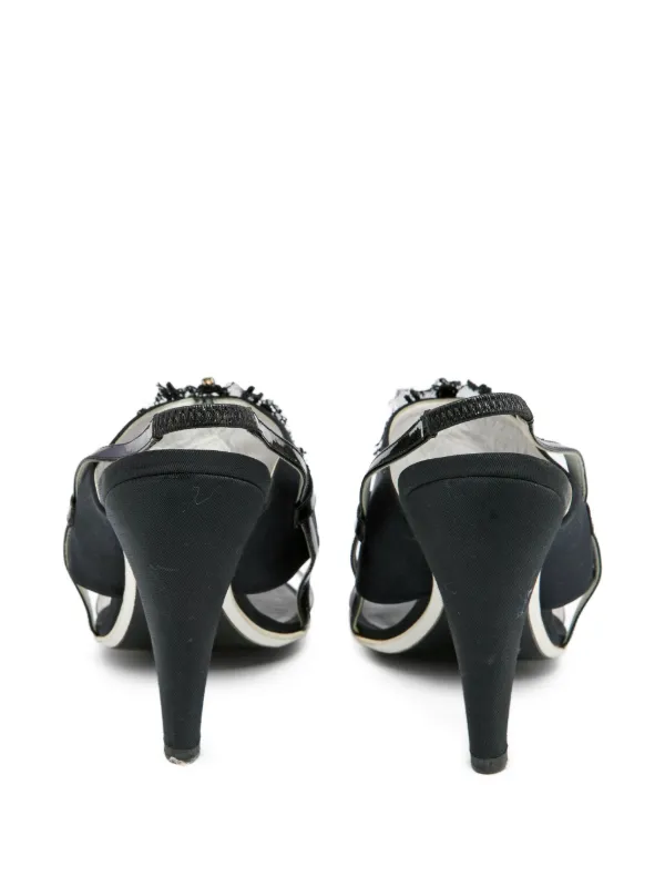 CHANEL Pre-Owned ビジュートリム サンダル | ブラック | FARFETCH JP
