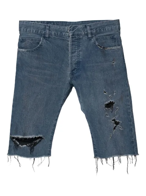 Balmain Pre-Owned ripped-detail denim shorts 