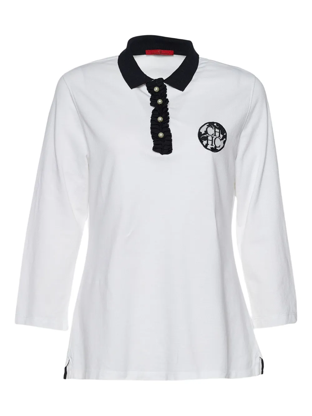 Carolina Herrera Vintage ruffled collar polo shirt | White | Image 1