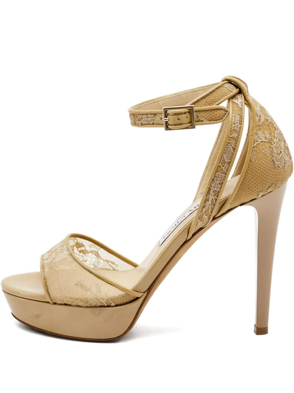 Pre-owned Jimmy Choo 110mm Kayden Sandals In Neutral
