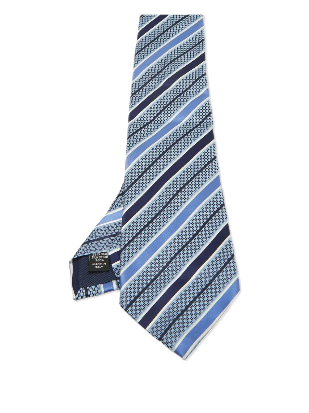 striped-pattern silk tie