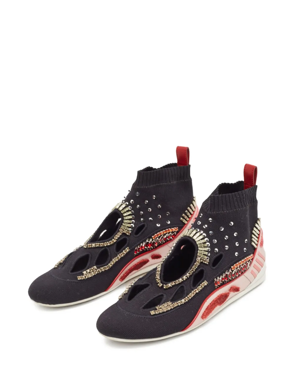 Valentino Garavani Pre-Owned Soksneakers met kralen - Zwart