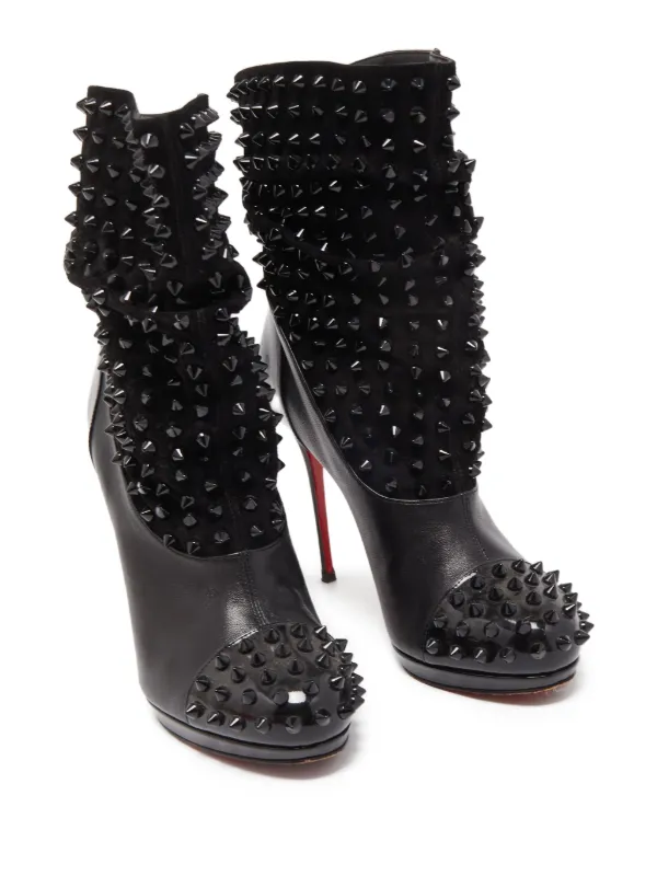 Christian Louboutin Pre-Owned 100mm spike-studded Boots Black FARFETCH  IN