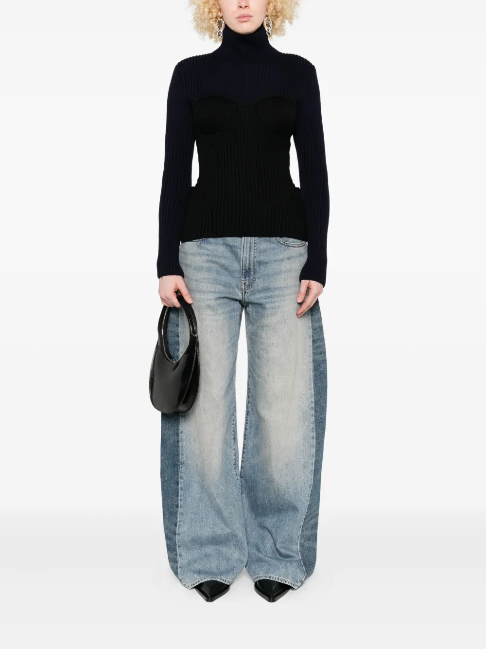 Jean Paul Gaultier Blue Merino Wool Sweaters In Black