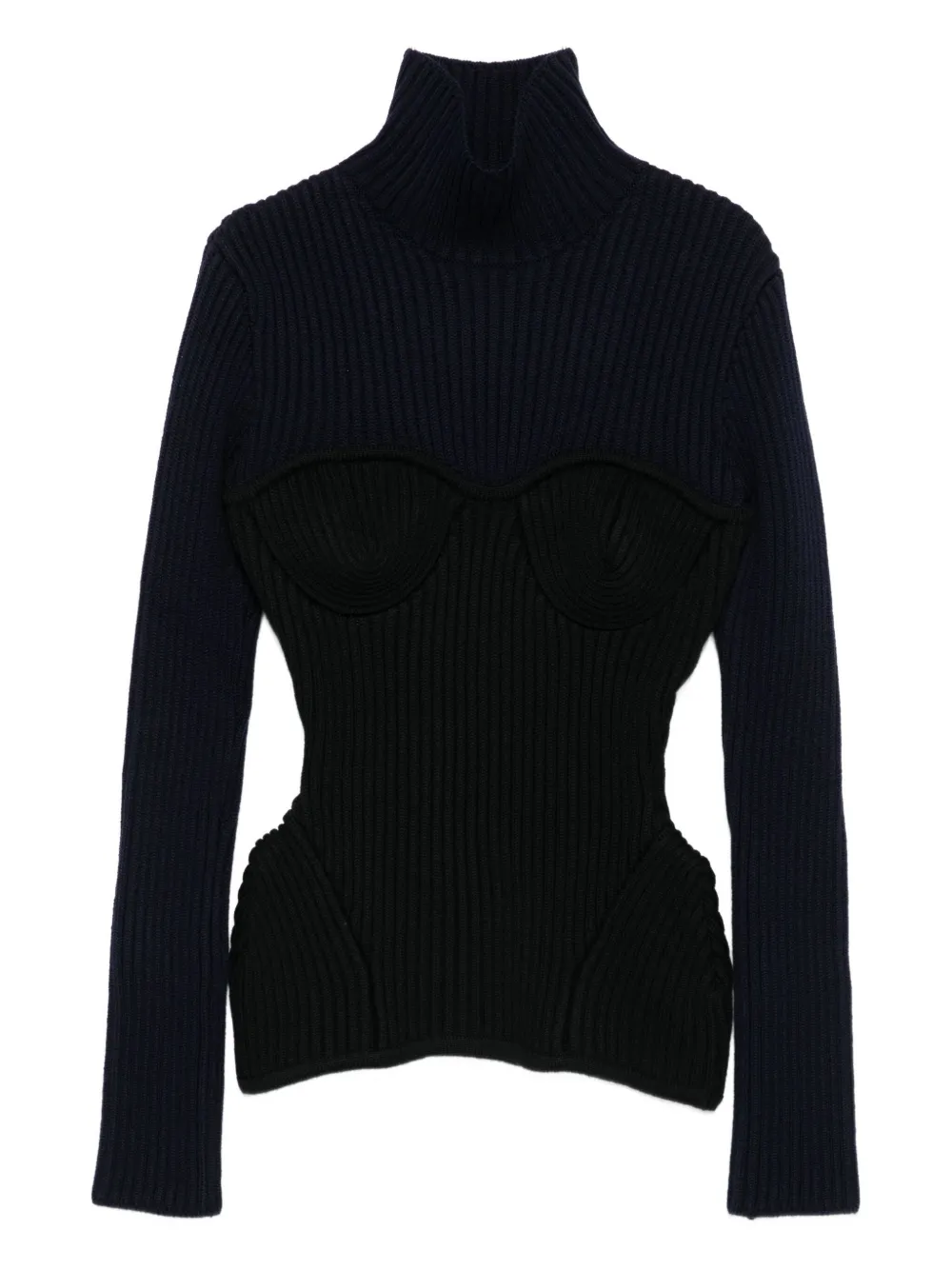Jean Paul Gaultier Blue Merino Wool Sweaters In Black