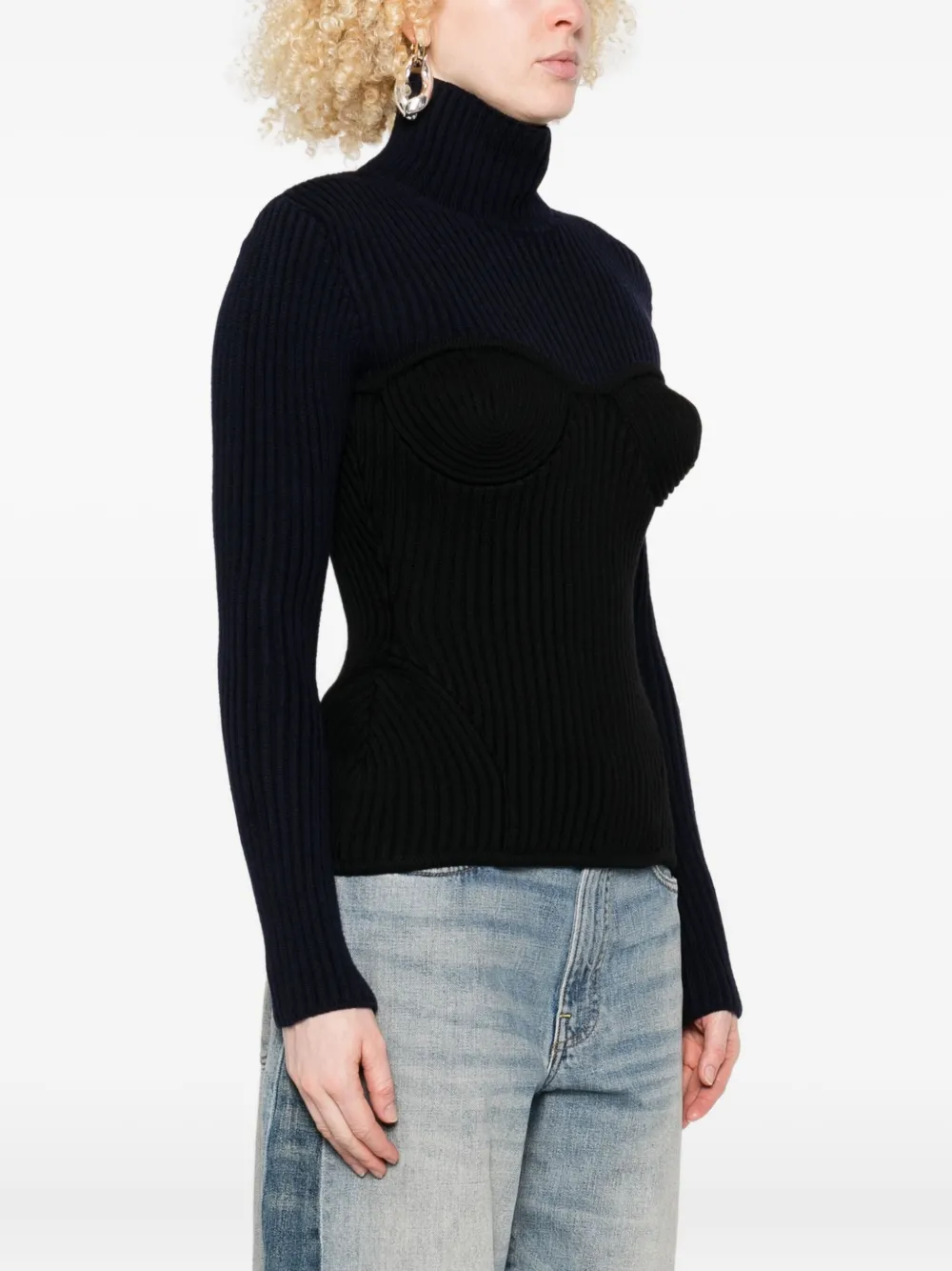 Jean Paul Gaultier Blue Merino Wool Sweaters In Black