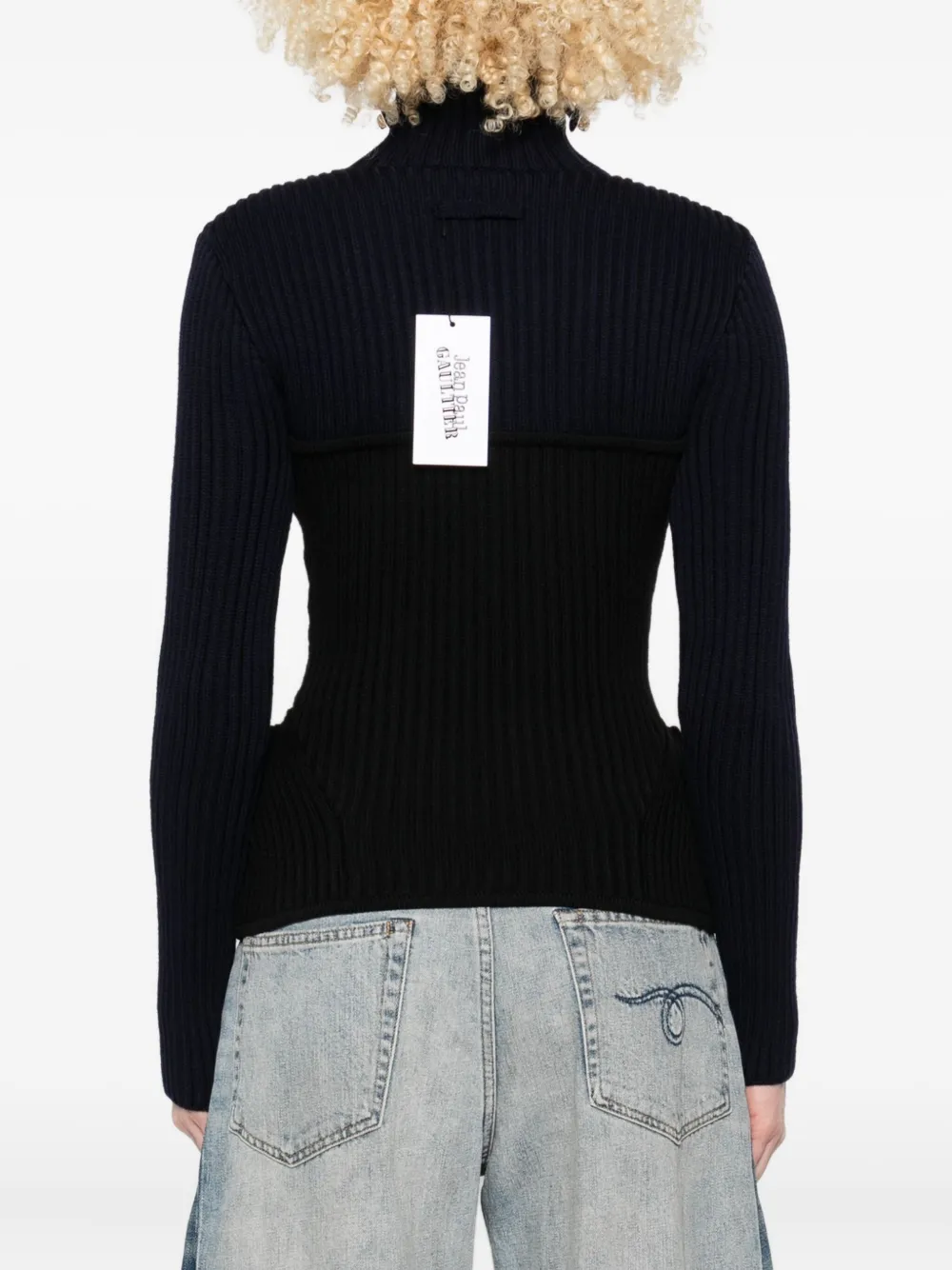 Jean Paul Gaultier Blue Merino Wool Sweaters In Black