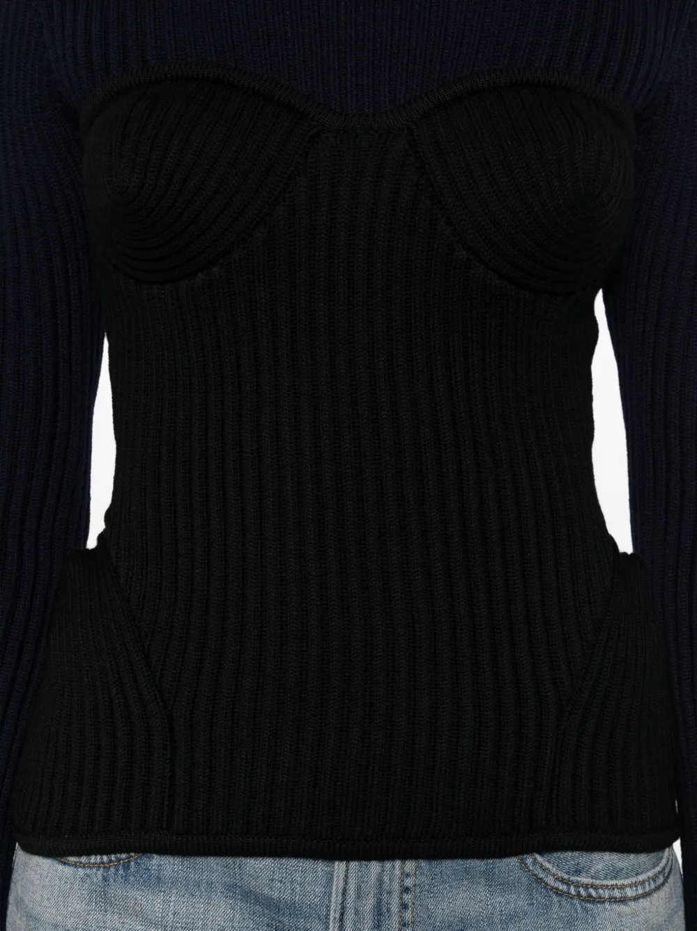 Jean Paul Gaultier Blue Merino Wool Sweaters In Black