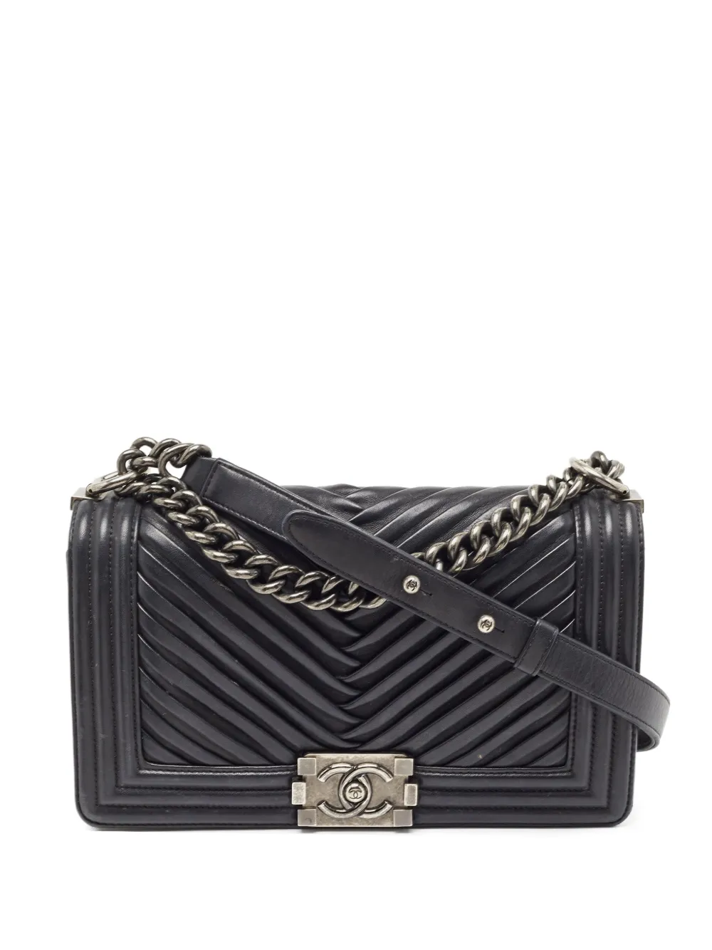 CHANEL Pre-Owned キルティングレザー ショルダーバッグ - ブラック CHANEL Pre-Owned キルティングレザー ショルダーバッグ - ブラック