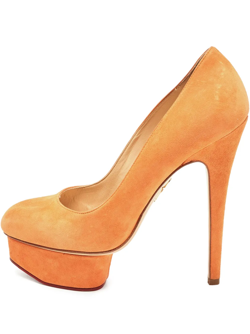 Charlotte Olympia escarpins Dolly 145 mm en daim à design pre-owned | orange | Image 1