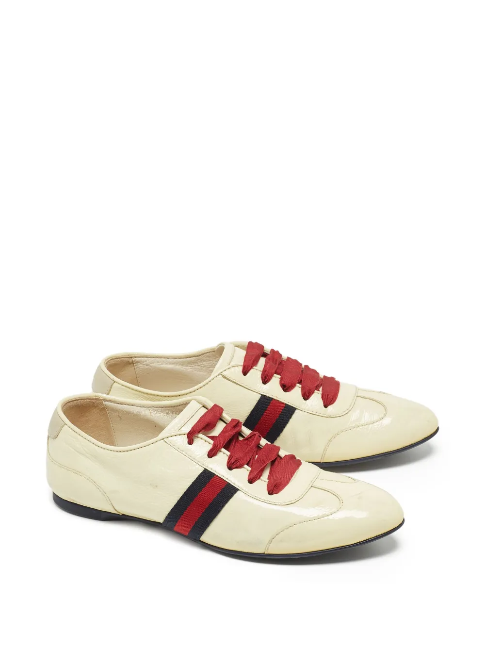 Gucci Pre-Owned Web-stripe leather sneakers | Image 2