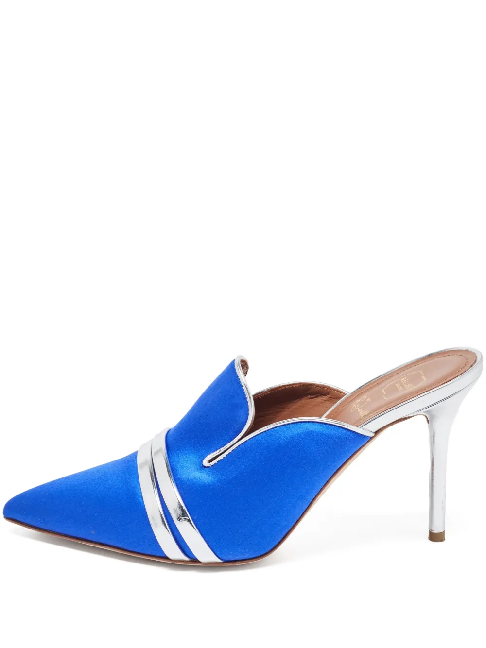 Malone Souliers pre-owned 95mm Hayley pointed-toe satin mules | Blue | Image 1