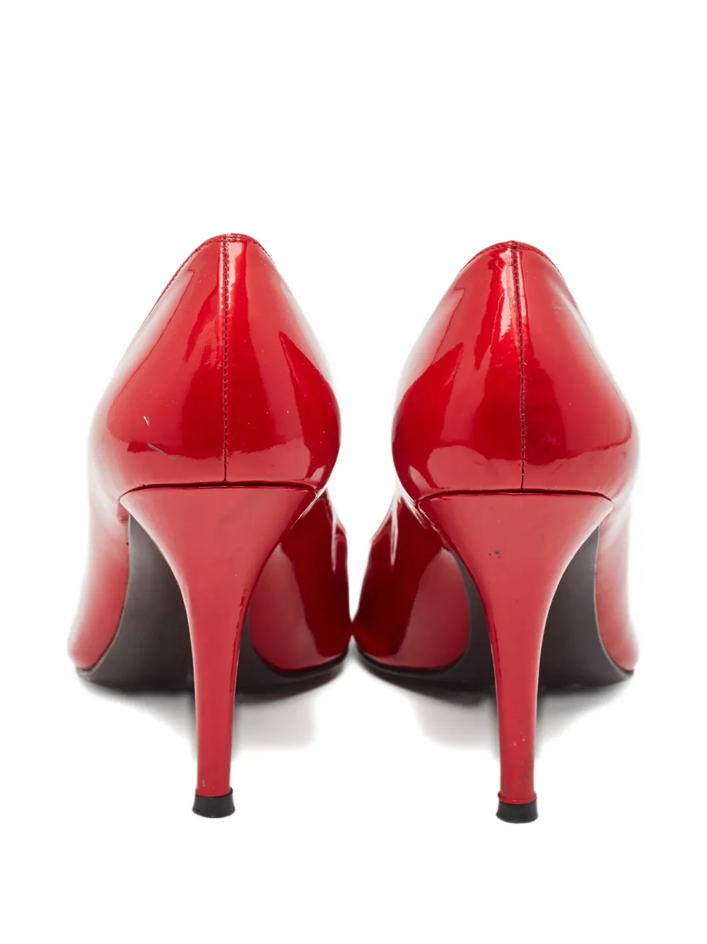 Pre-owned Stuart Weitzman 100mm Pointed-toe Patent-leather Pumps In Red