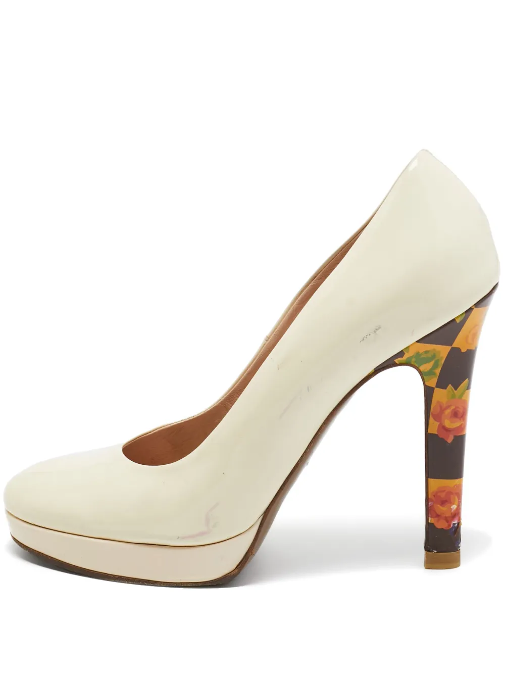 125mm floral-heel pumps